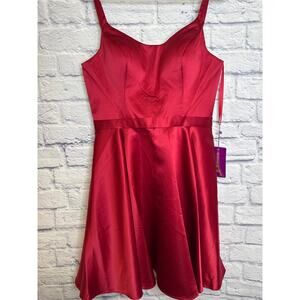 Abby Paris Crimson Red Wine Formal Fit & Flare Short Party Dress SZ 8 NWT Padded
